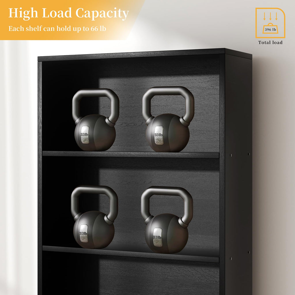 6-Tier Black Bookshelf V665