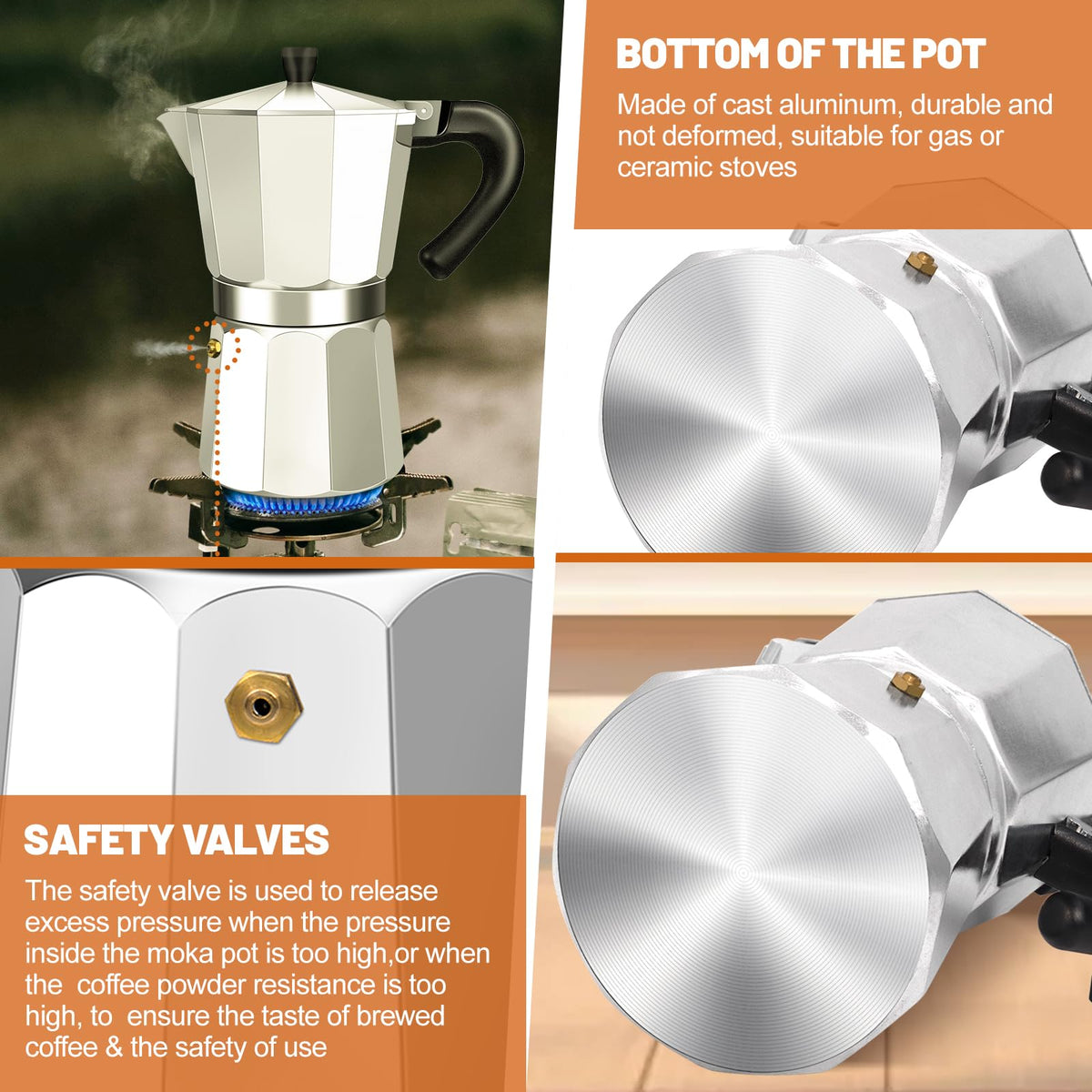 1-2 Cup Aluminum Stovetop Moka Pot Espresso Maker Y7300