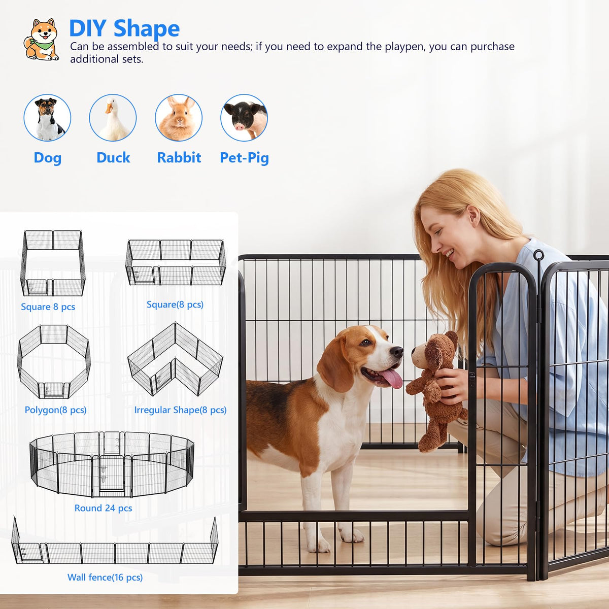 32 Inch 16 Panels Foldable Dog Playpen Y805274