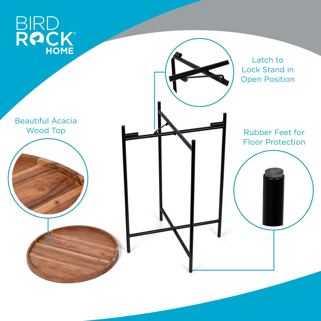 Folding Side Table with Removable Wood Tray Top P22364
