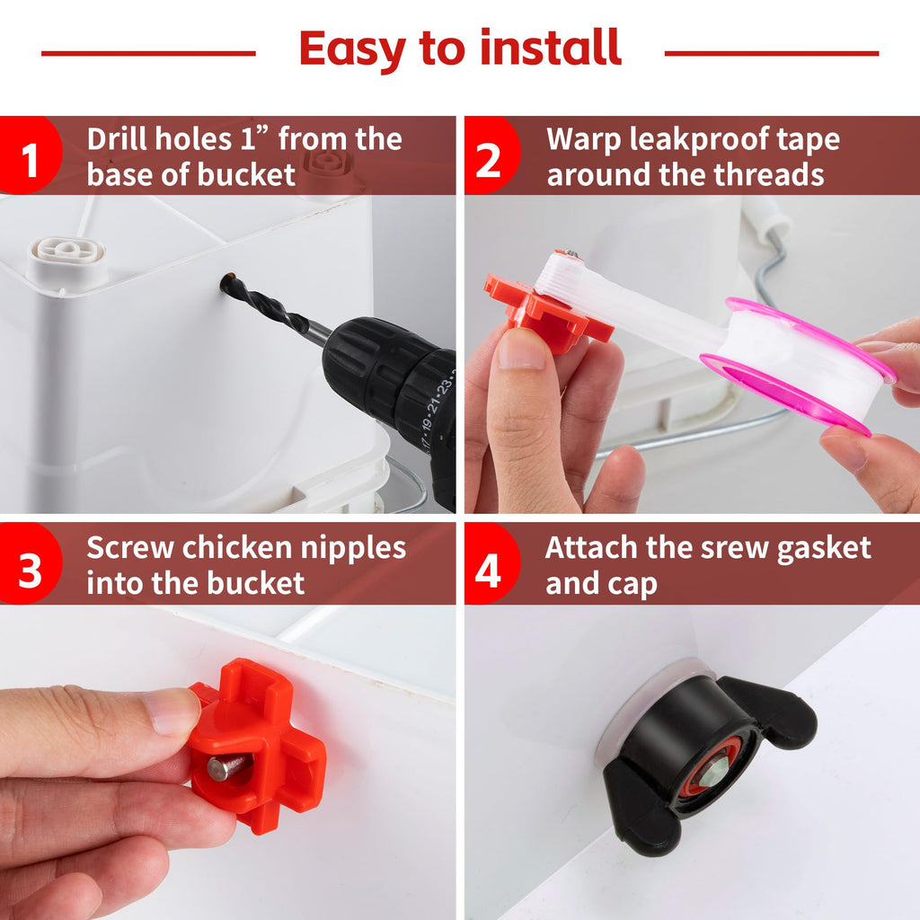 12 Pcs Horizontal Chicken Waterer Nipples with Drill Bit F71427