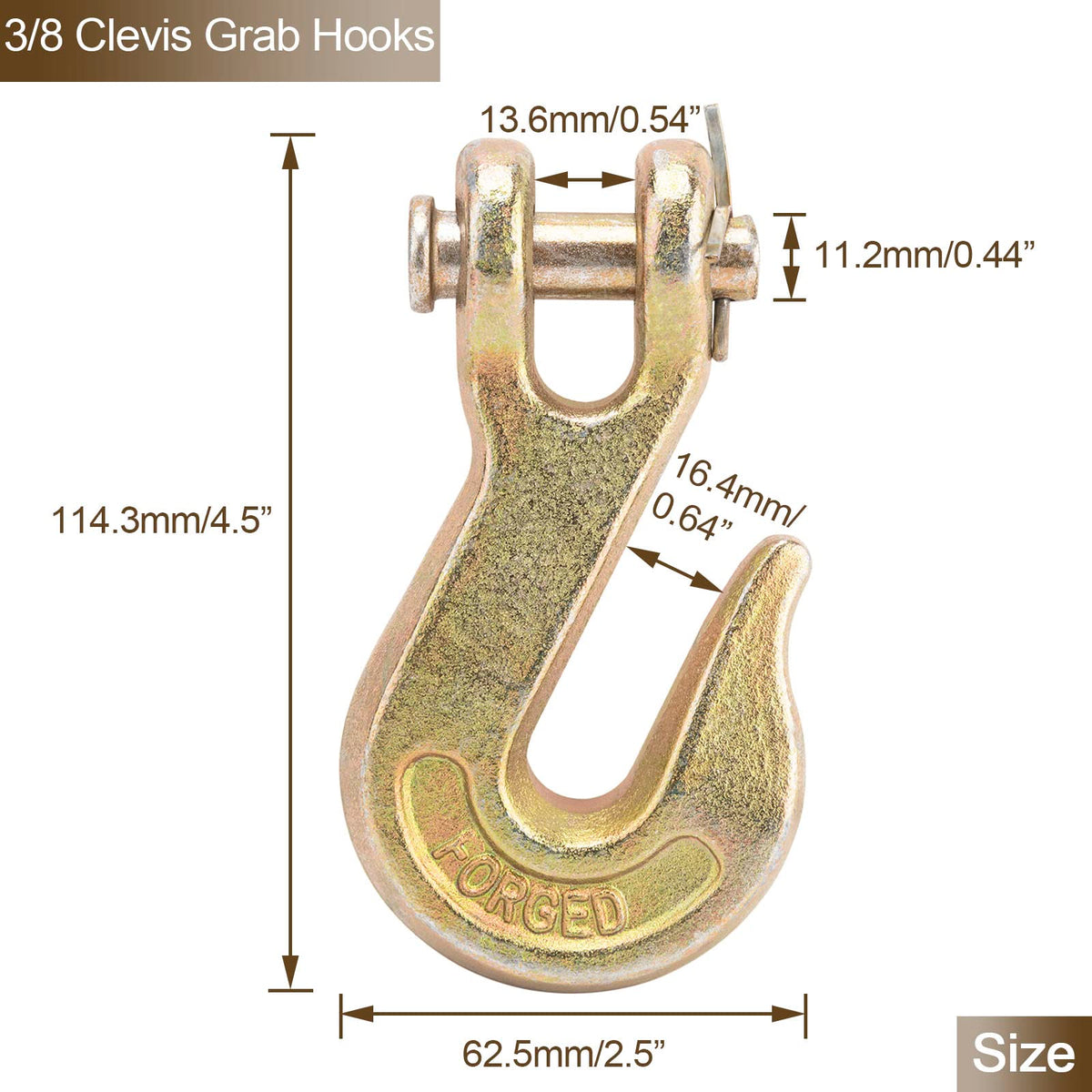 3/8" Grade 70 Clevis Grab Hook 10 Pack B45576