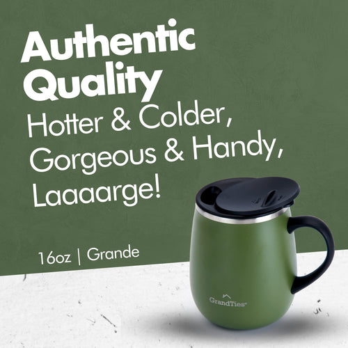 16 oz Insulated Stainless Steel Coffee Mug 2-Pack with Handle & Sliding Lid Y5970