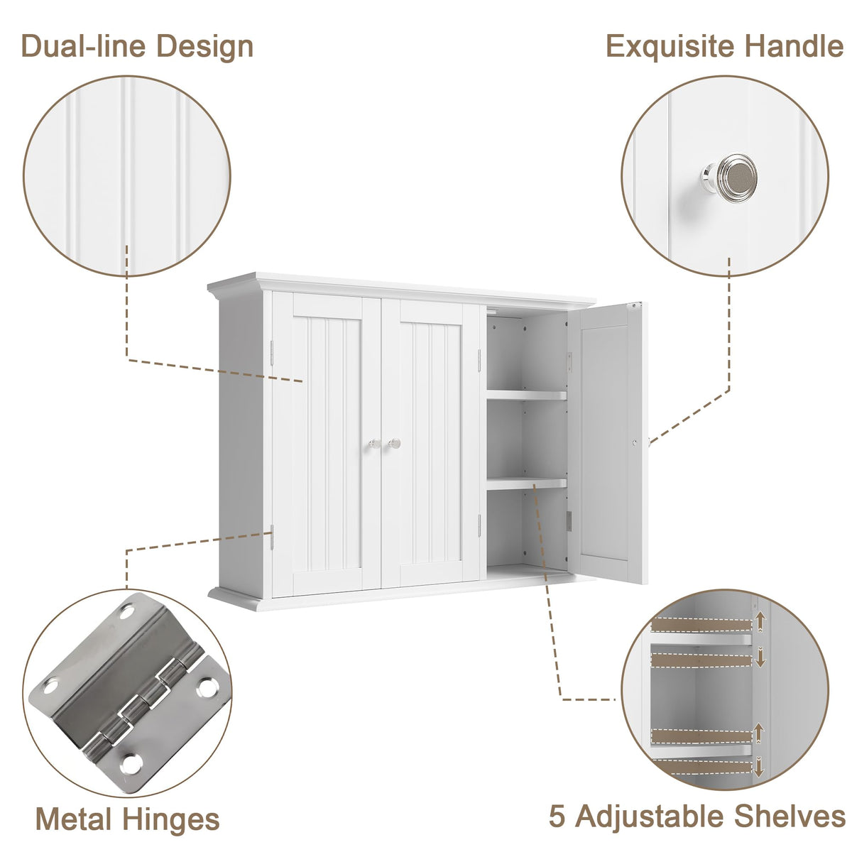 Laundry Cabinet with 3 Doors and Adjustable Shelves V5468