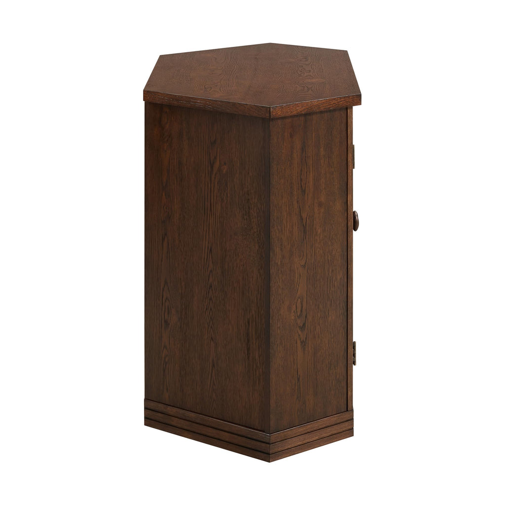 Cocoa Brown Wood and Glass Corner TV Stand R764