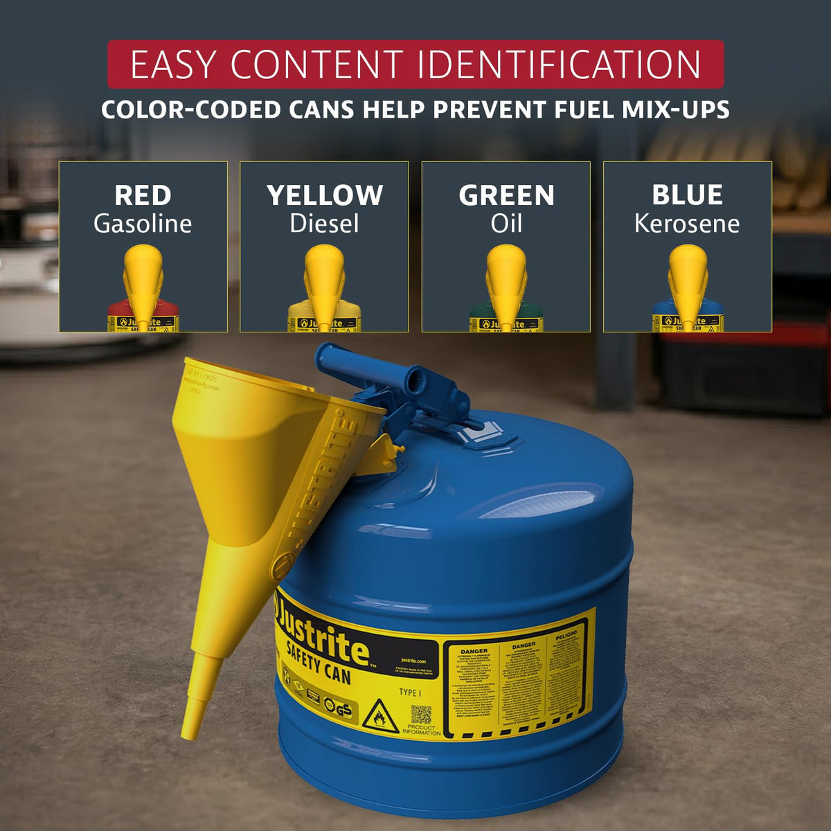 Blue Galvanized Steel Kerosene Safety Can Z6287