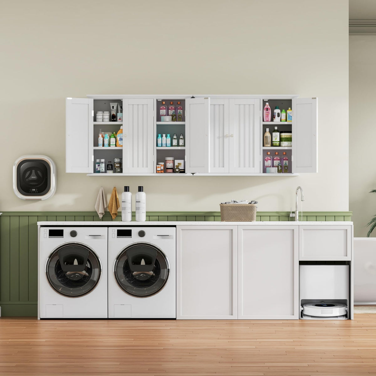 Laundry Cabinet with 3 Doors and Adjustable Shelves V5468
