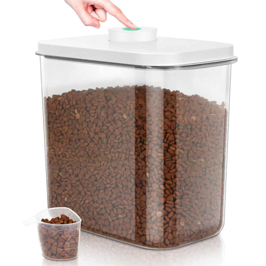 Dog Cat Food Storage Container with Handles, Stackable Pop Up Lids T661657