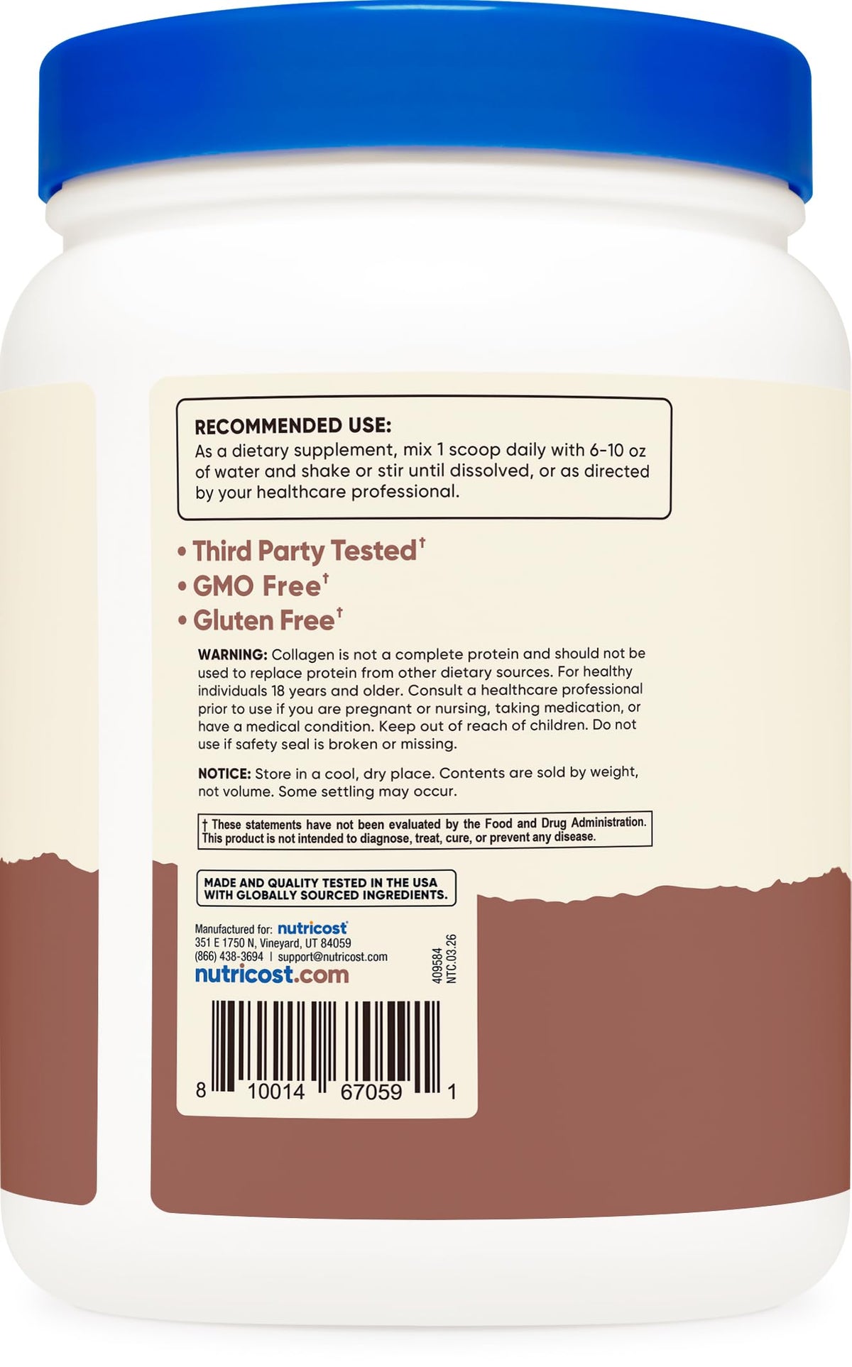 Collagen Peptides Powder 1LB Chocolate E732