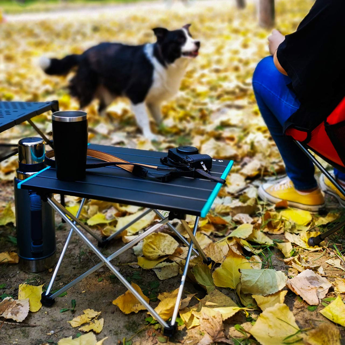 Portable Aluminum Folding Camping Table Black T9673