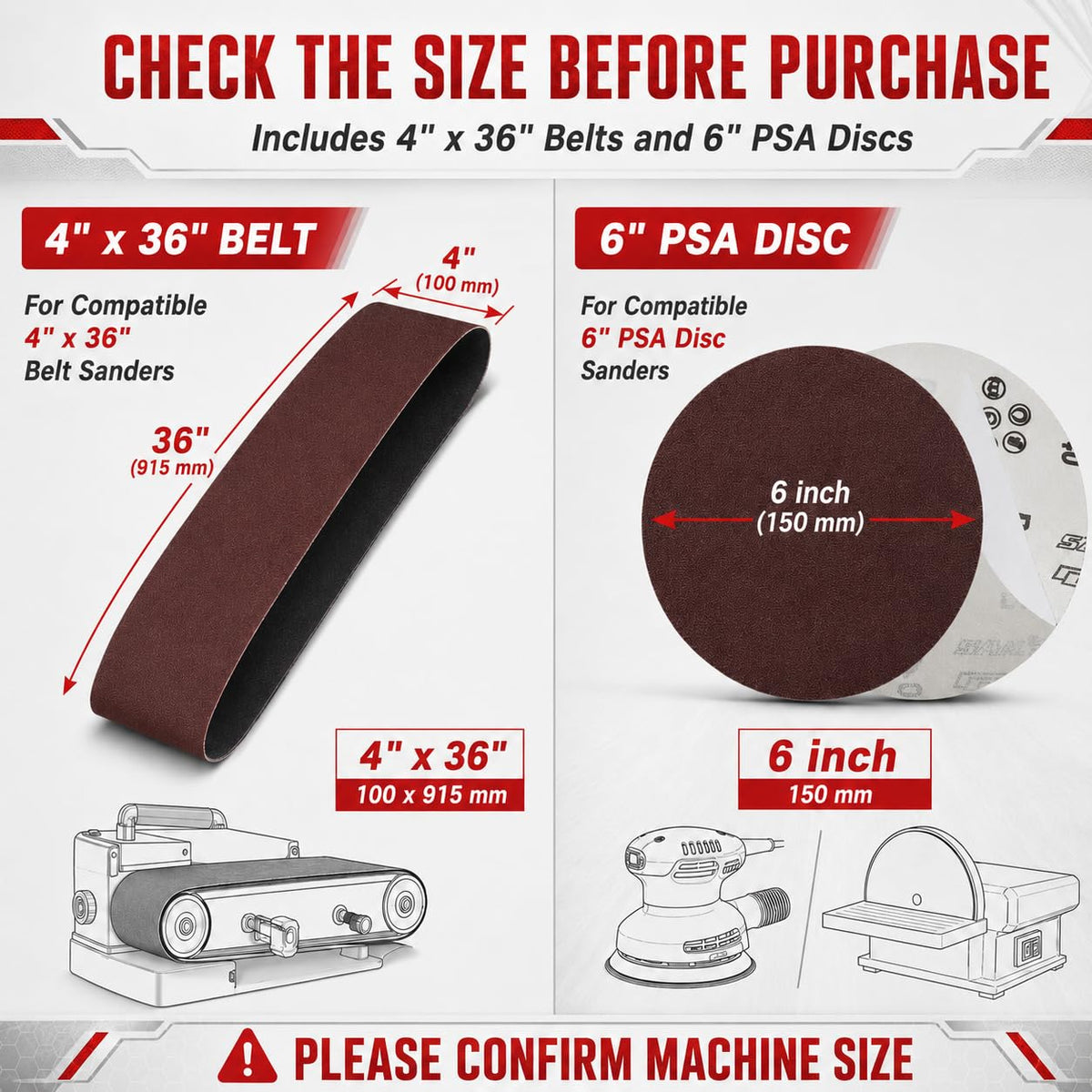 34 Pieces Sanding Belts and PSA Sanding Discs Set Alumina O607