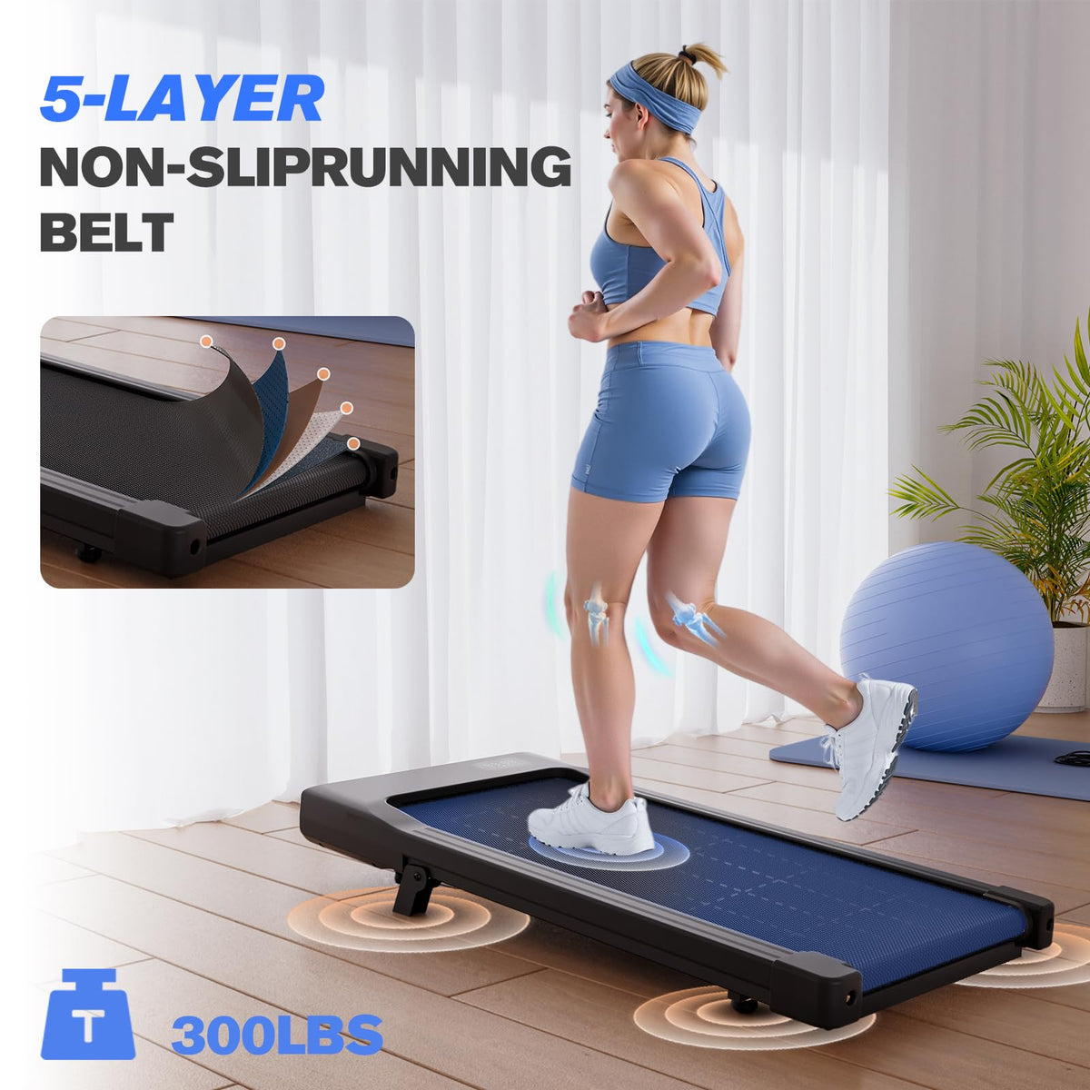 Walking Pad with Incline, 2.5 HP Under Desk Treadmill, 300 lbs Capacity T8640