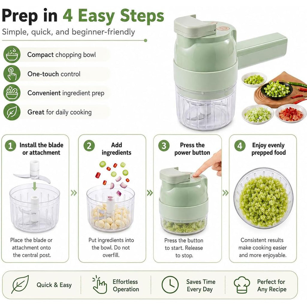 4 in 1 Handheld Electric Vegetable Chopper O243479