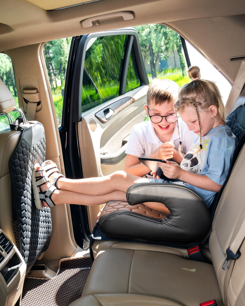 Black-Brown Backless Booster, Waterproof Seat Protector & Backseat Organizer H76685