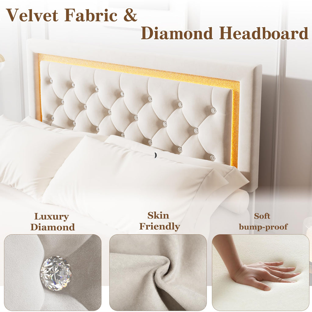 White Full Size Floating Bed Frame T574504