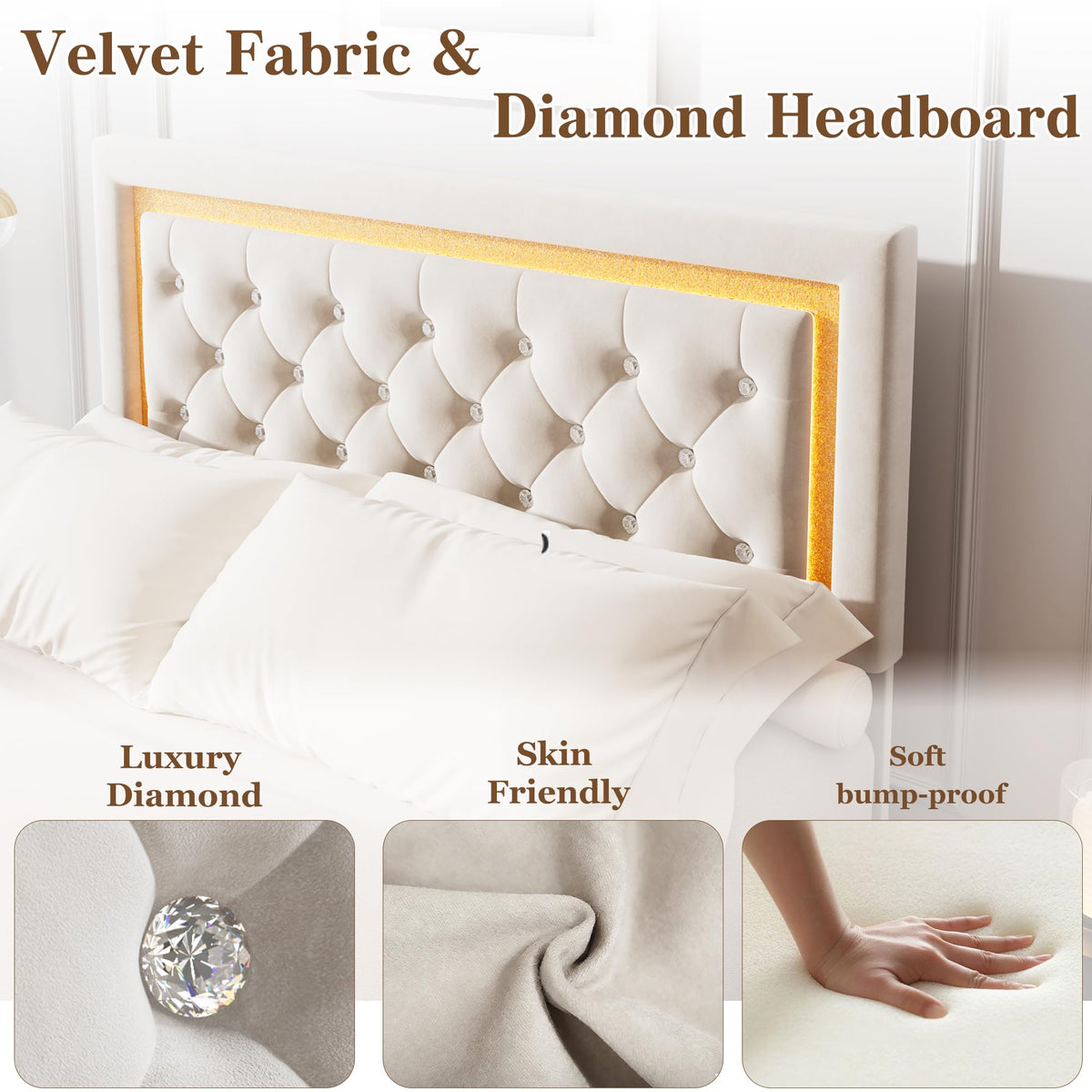White Full Size Floating Bed Frame T574504