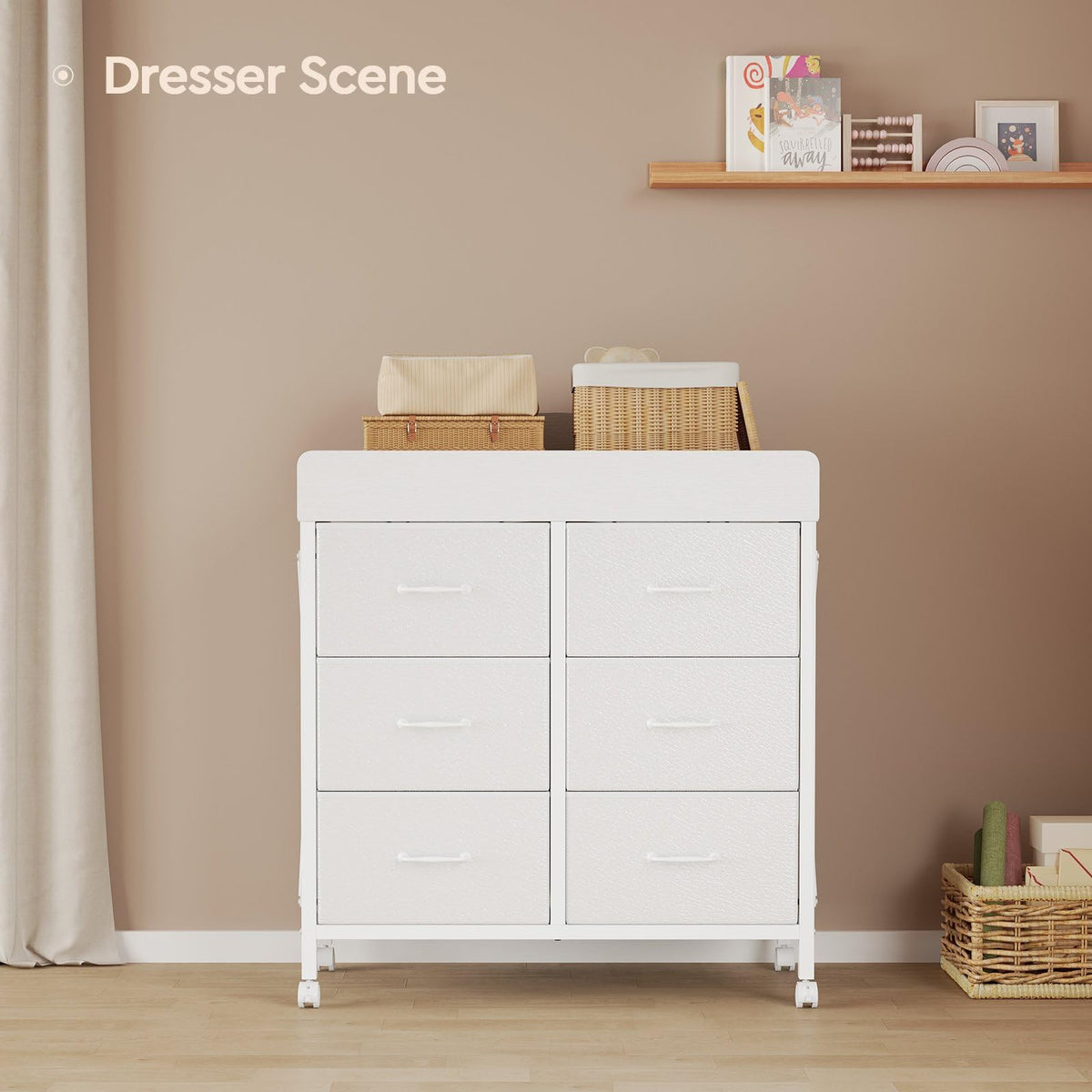 White 6 Drawer Changing Table Dresser Z9012