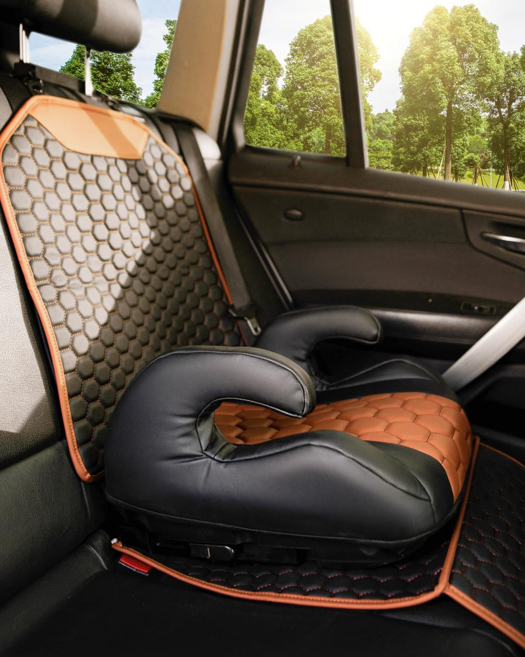 Black-Brown Backless Booster, Waterproof Seat Protector & Backseat Organizer H76685