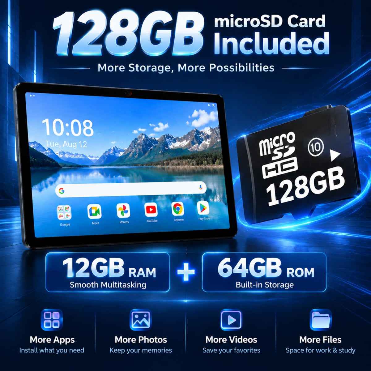 Android 15 Tablet 10.1 in 12GB RAM 64GB ROM G755011