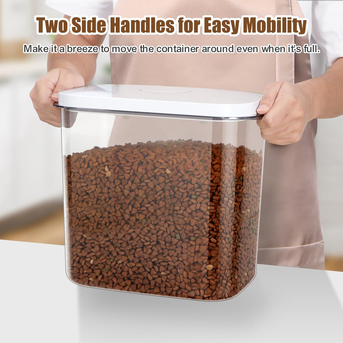 Dog Cat Food Storage Container with Handles, Stackable Pop Up Lids T661657