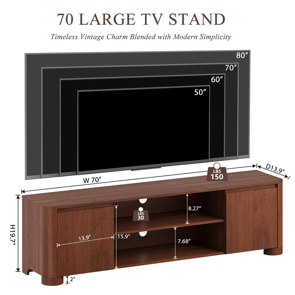 70" Walnut TV Stand H160