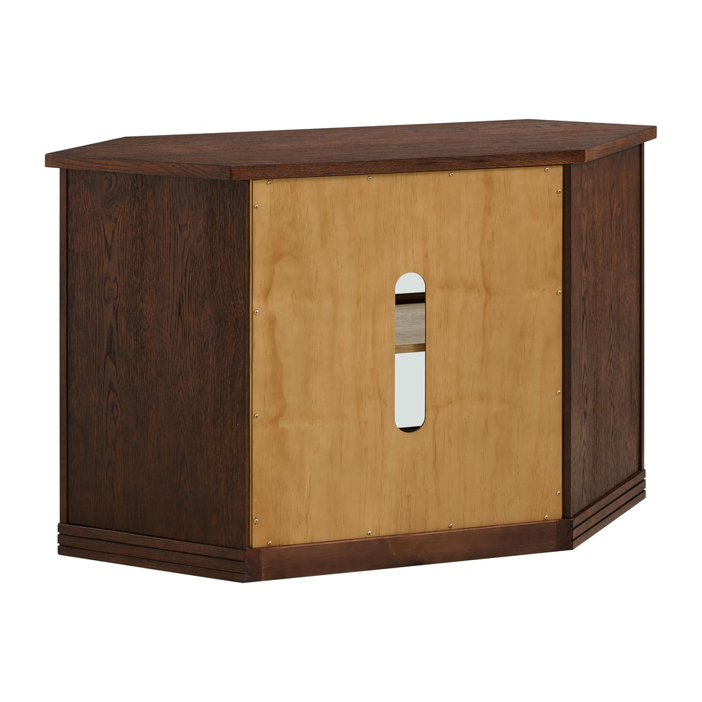 Cocoa Brown Wood and Glass Corner TV Stand R764