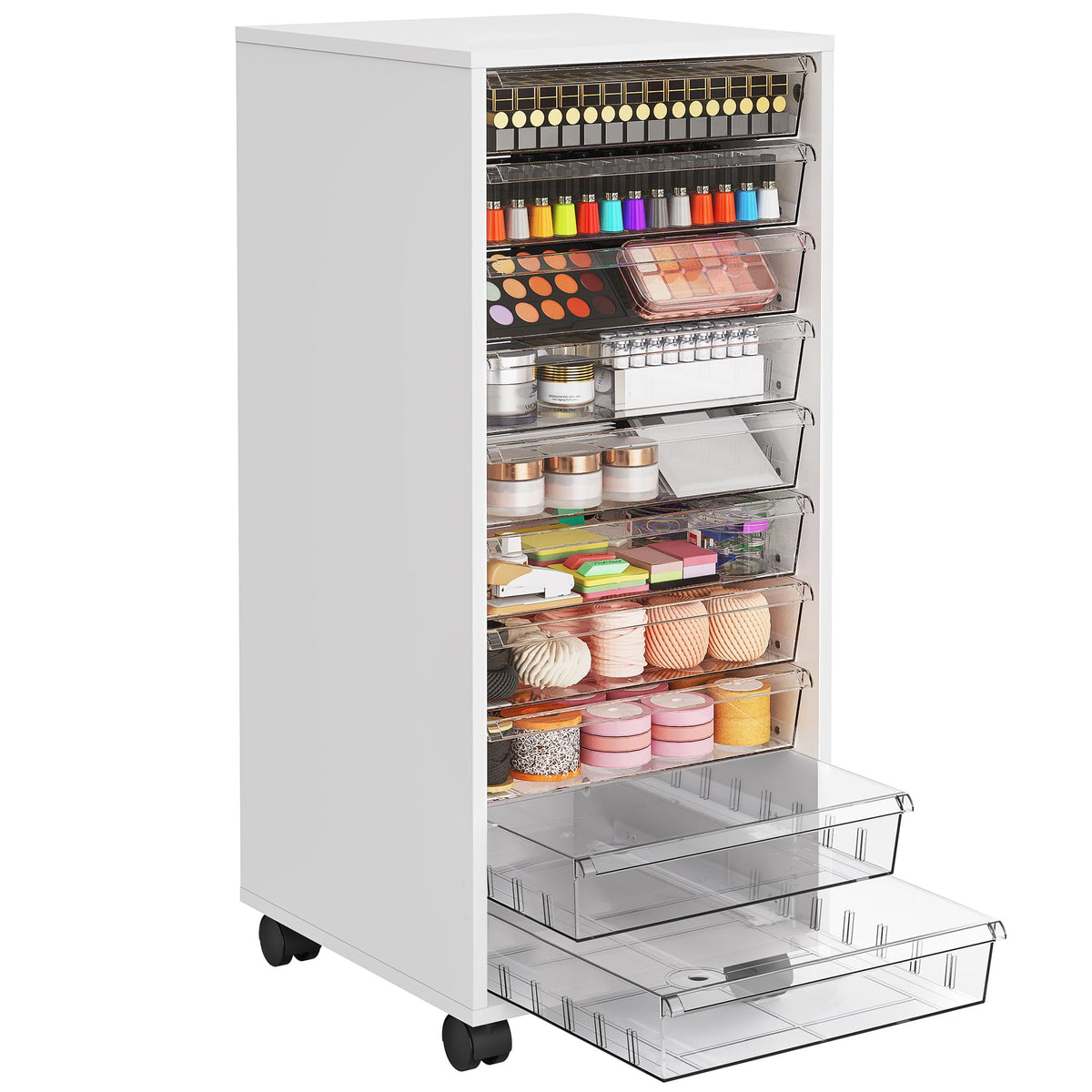 White 10 Drawer Rolling Storage Cart T930371