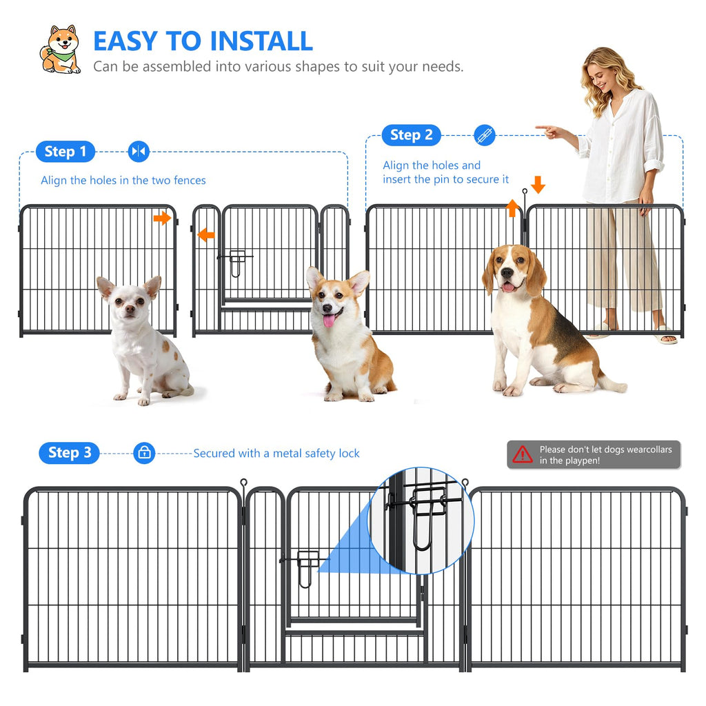 32 Inch 16 Panels Foldable Dog Playpen Y805274