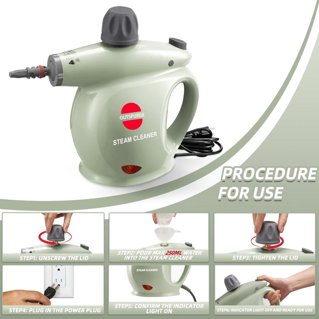 Handheld Pressurized Steam Cleaner with 13 Accessories S555481