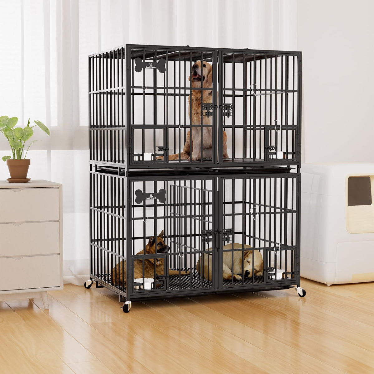 42" Stackable Heavy Duty Metal Dog Crate with Divider Z439