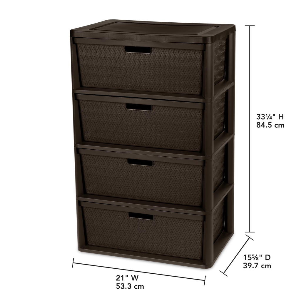 Brown 4 Drawer Plastic Storage Tower B333