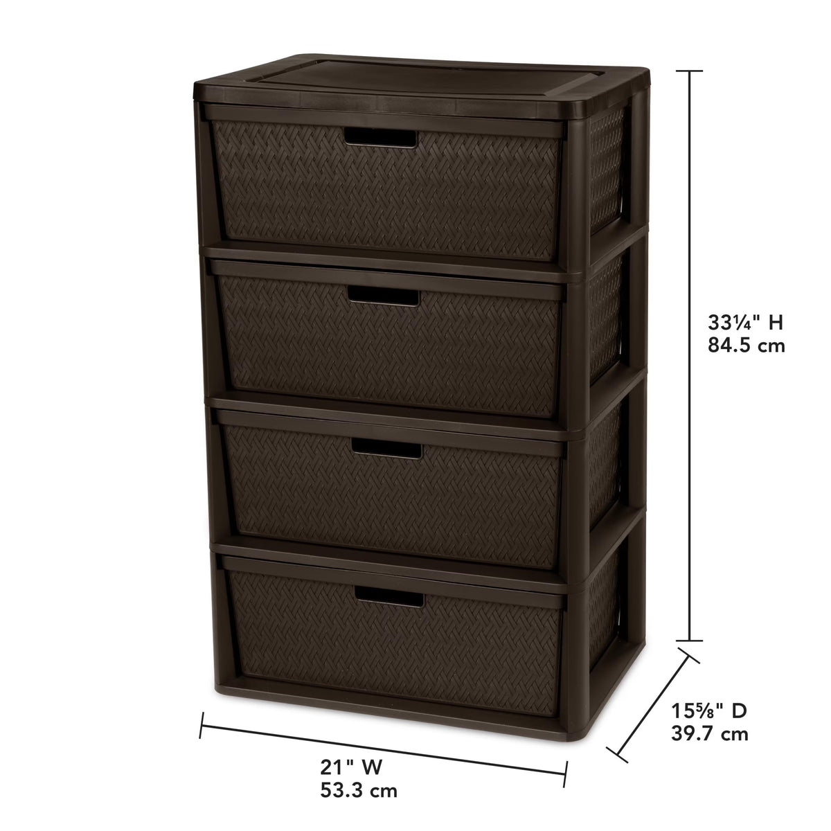 Brown 4 Drawer Plastic Storage Tower B333