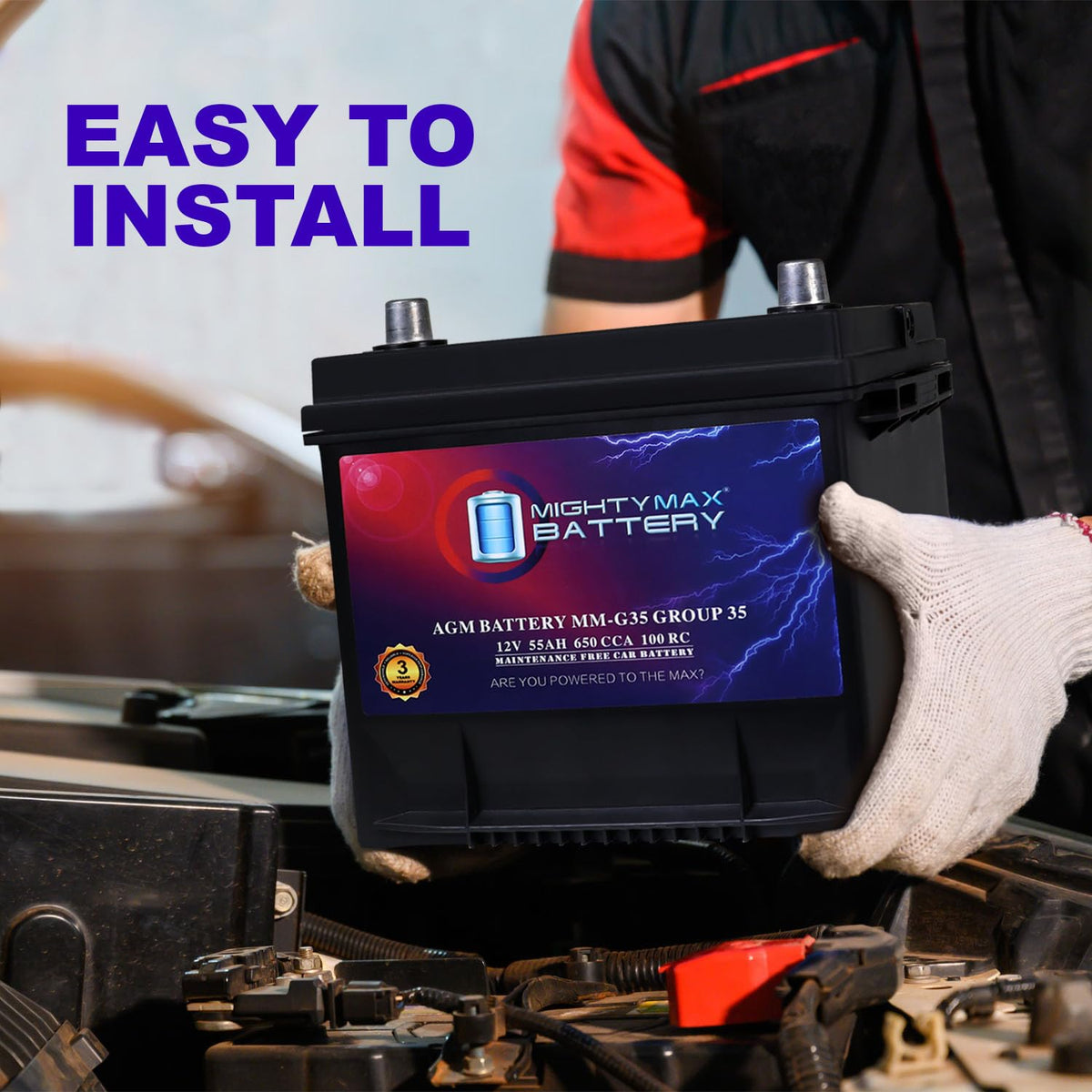 12V 55Ah AGM Replacement Battery R365