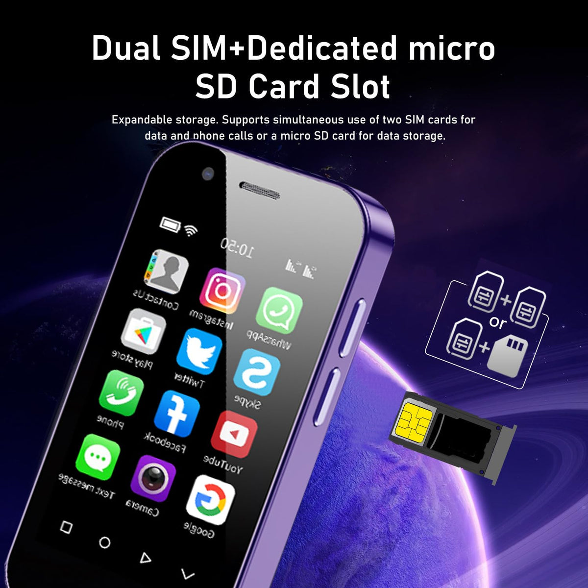 Mini Smartphone Unlocked Cell Phone 3.0 Inch Android 4G Quad Core Dual SIM Black S4220