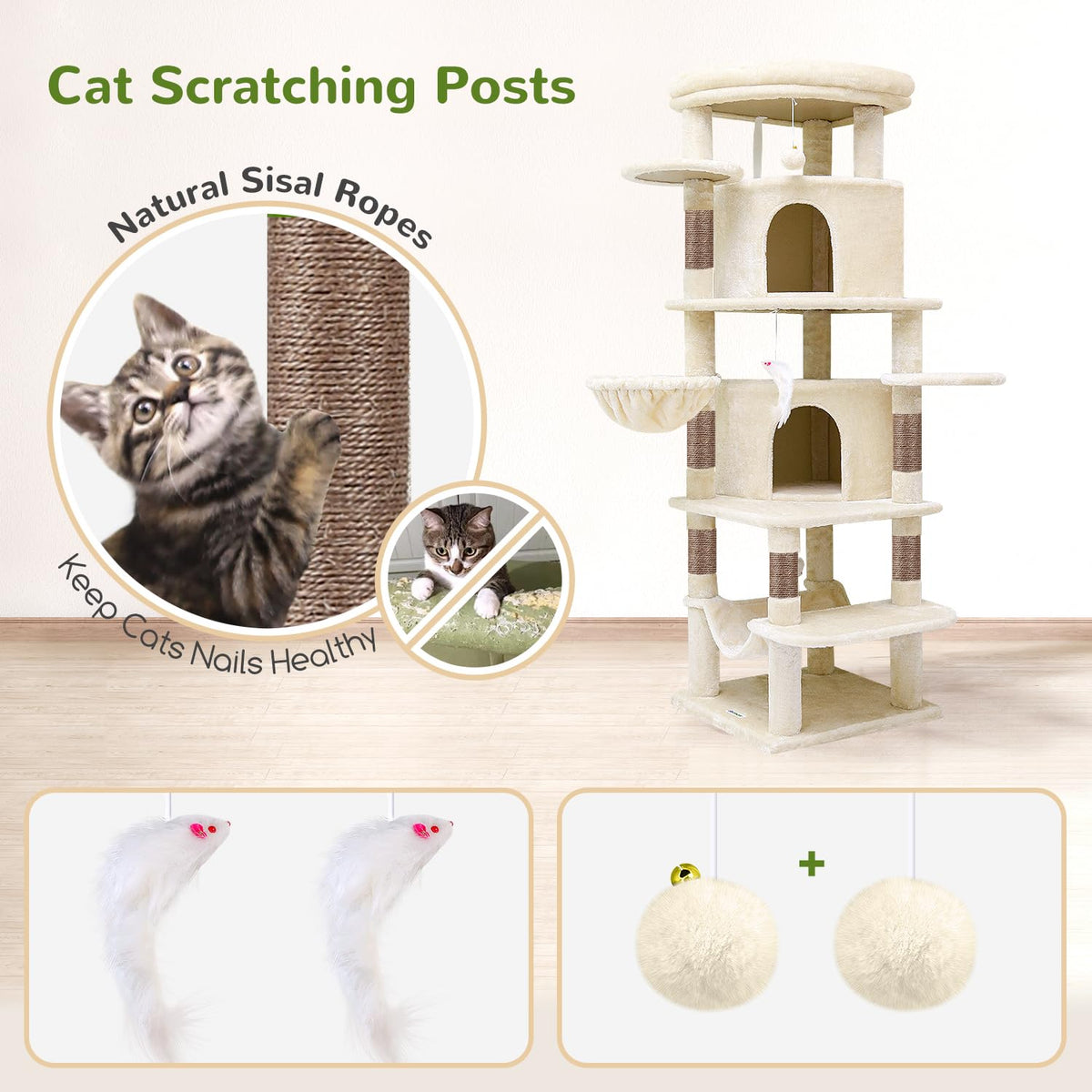 Beige 66inch Corner Cat Tree Tower B23217