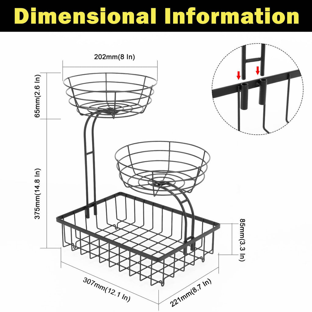 3 Tier Metal Fruit Vegetable Basket T313189