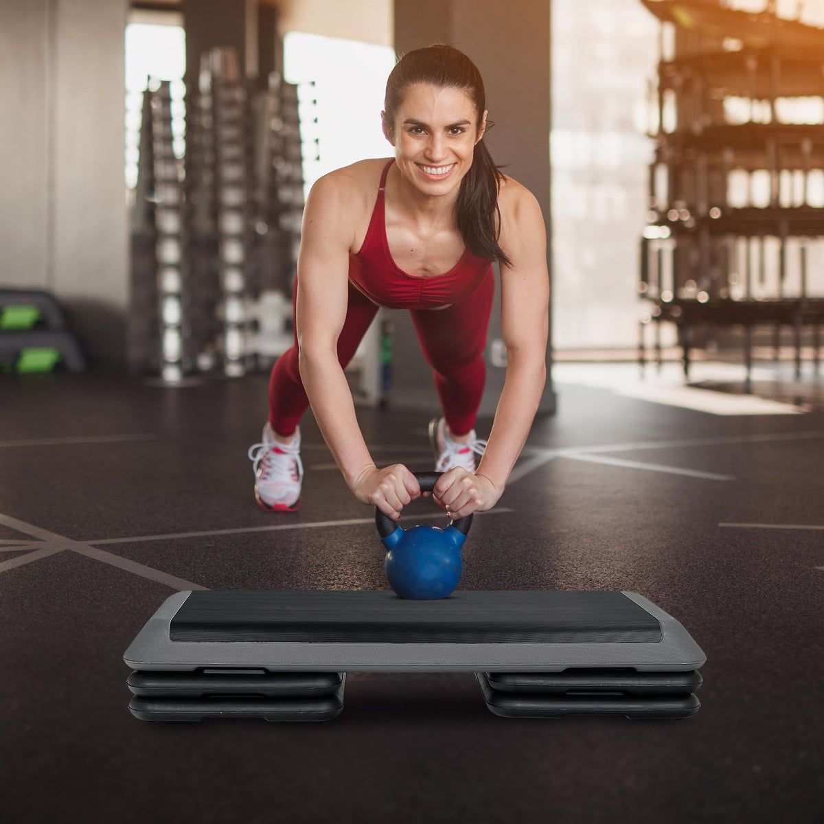 43" Adjustable Aerobic Exercise Step Platform with 4 Removable Risers P790