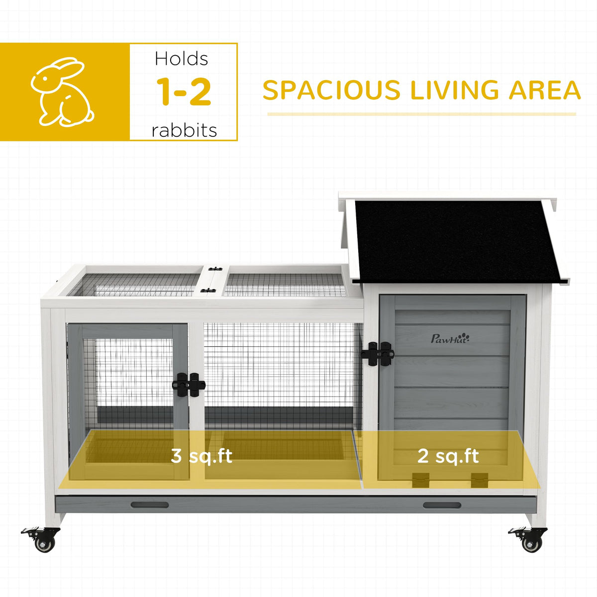 Wooden Rabbit Hutch with Wheels P5165