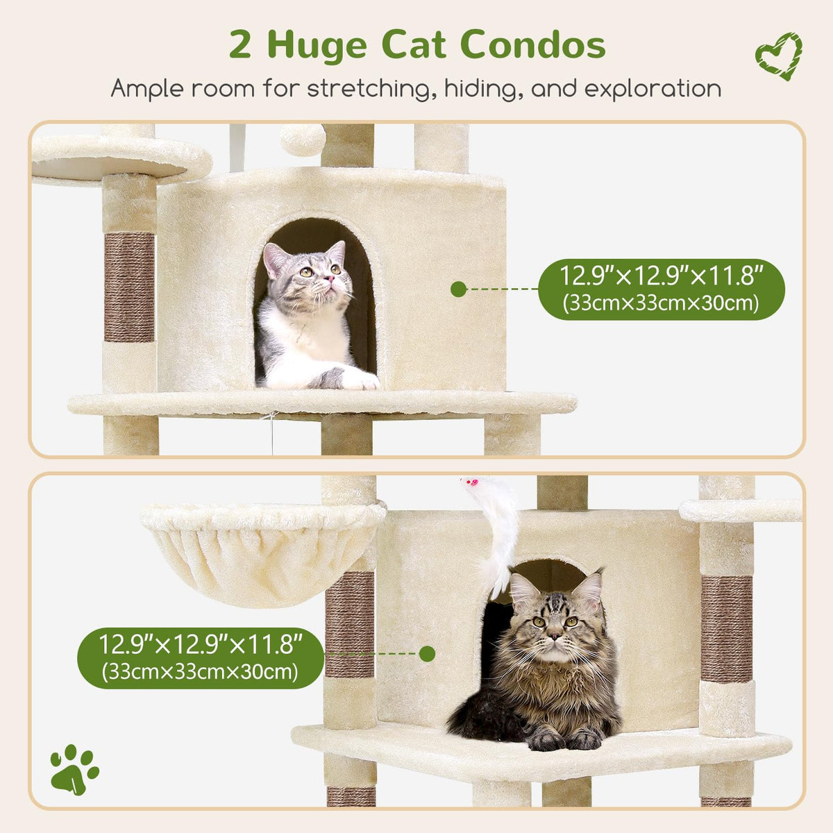 Beige 66inch Corner Cat Tree Tower B23217