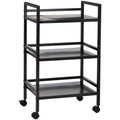 3-Tier Black Metal Rolling Utility Cart N6705