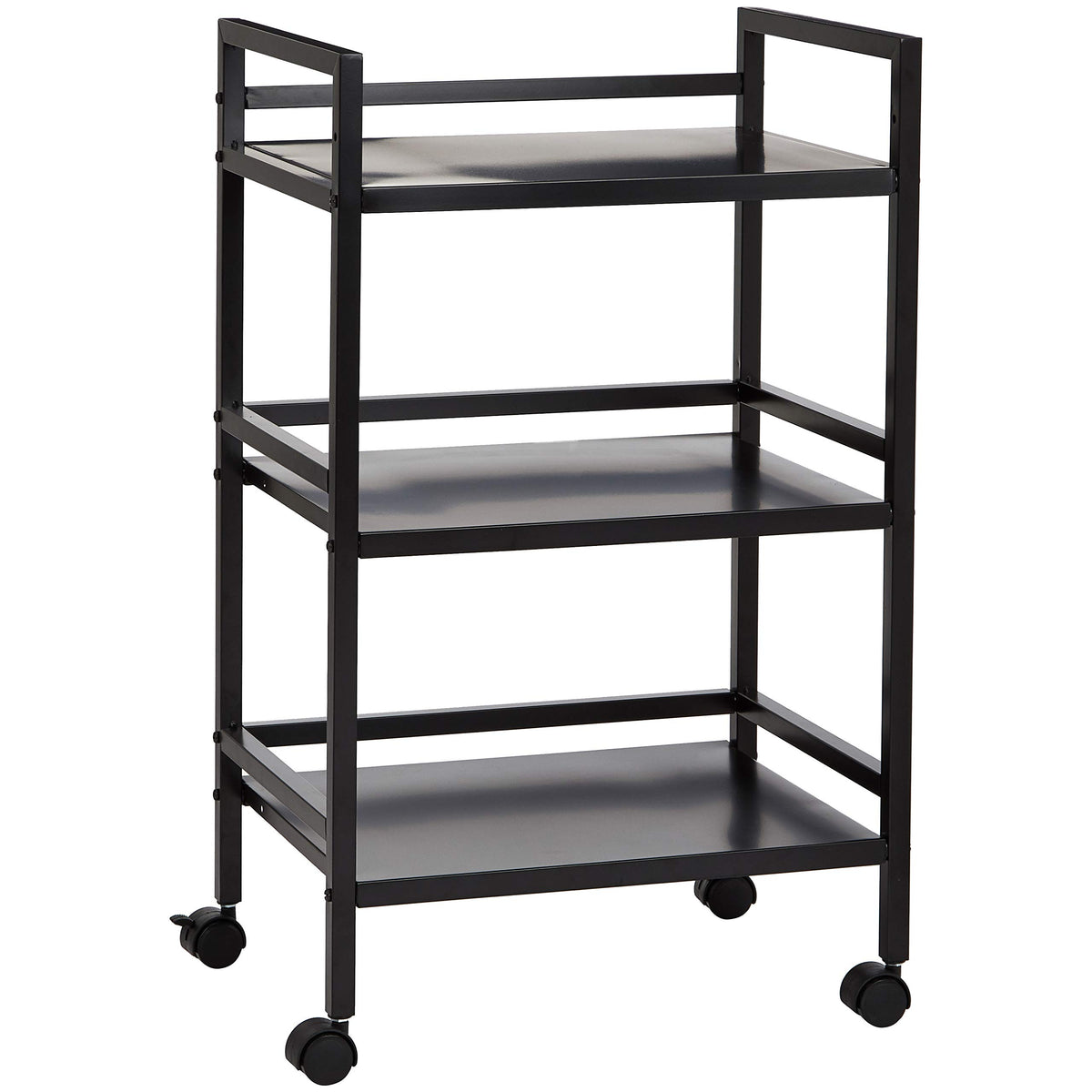 3-Tier Black Metal Rolling Utility Cart N6705
