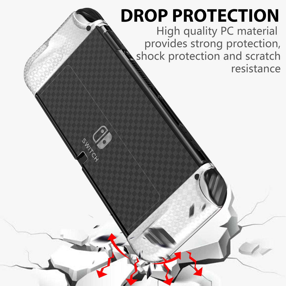 Switch OLED Dockable Hard PC Case with Thumb Stick Caps P454675
