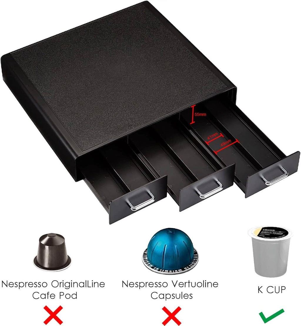 Black 36 Pod Capacity 3 Drawer Coffee Pod Storage Drawer D89992