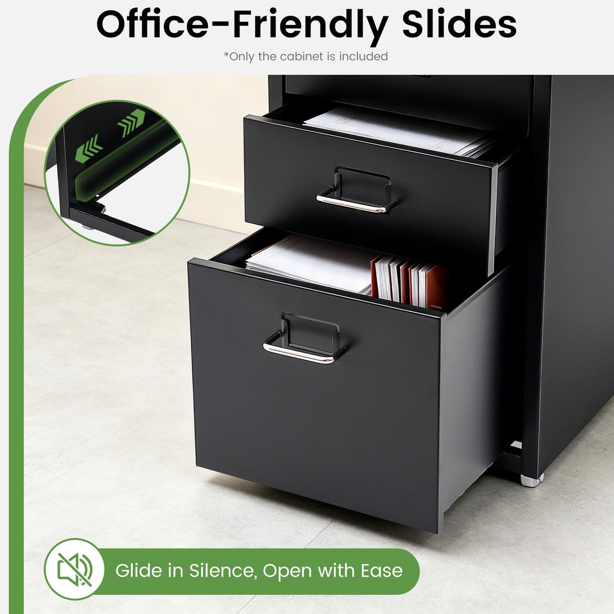 Black 3-Drawer Metal File Cabinet Z911