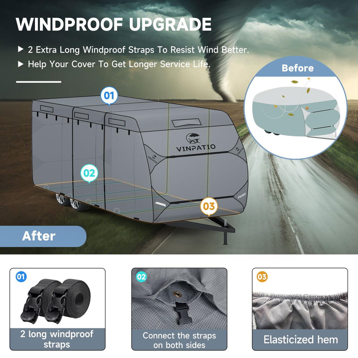 9 Layers Heavy Duty RV Trailer Cover Fits 14'-16' W45575