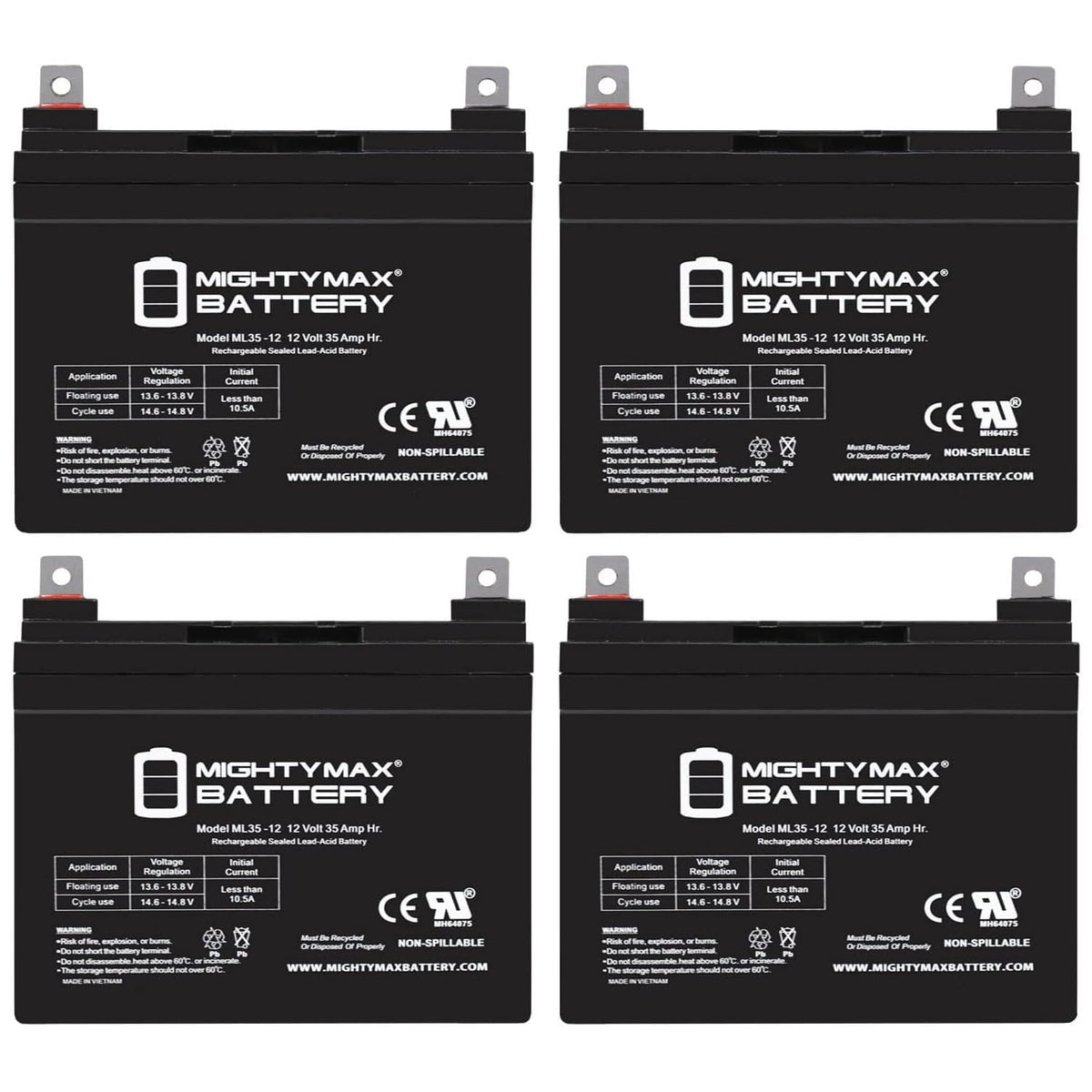 12V 35AH SLA Battery 4 Pack W2370