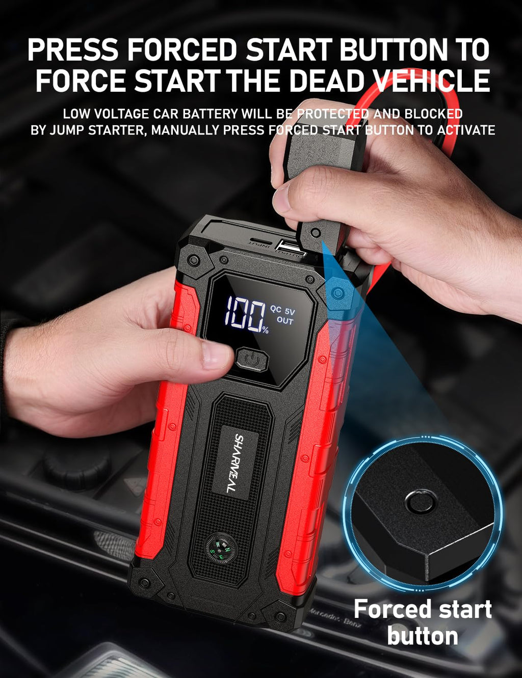8000A 12V Portable Jump Starter with PD 30W Charger B661483