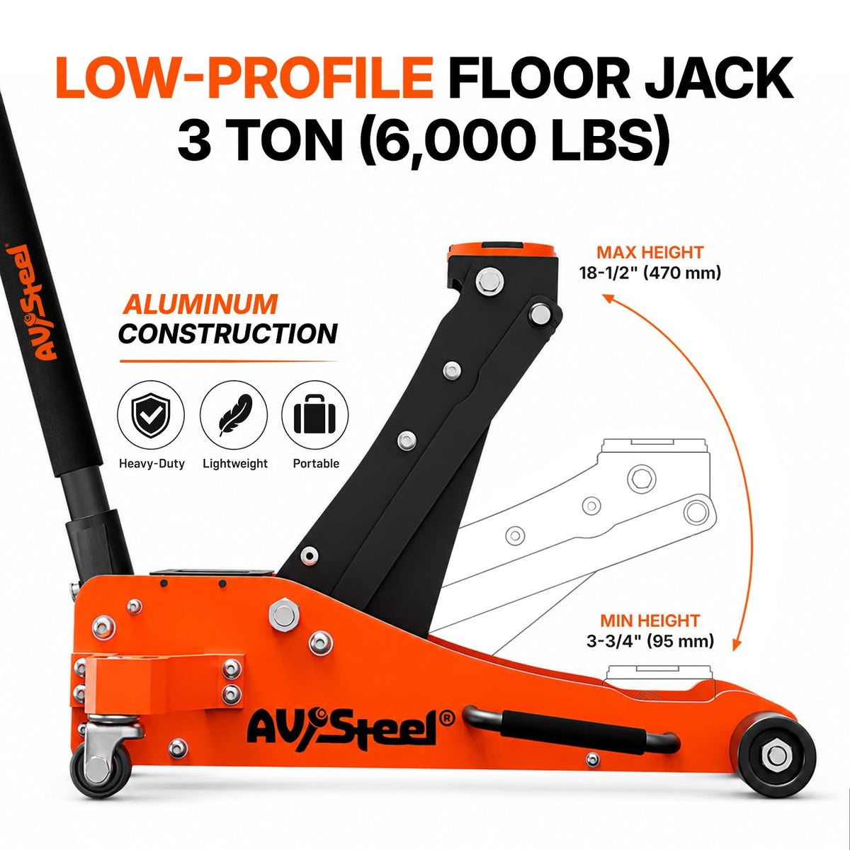 3 Ton Low Profile Aluminum Hydraulic Floor Jack C1359