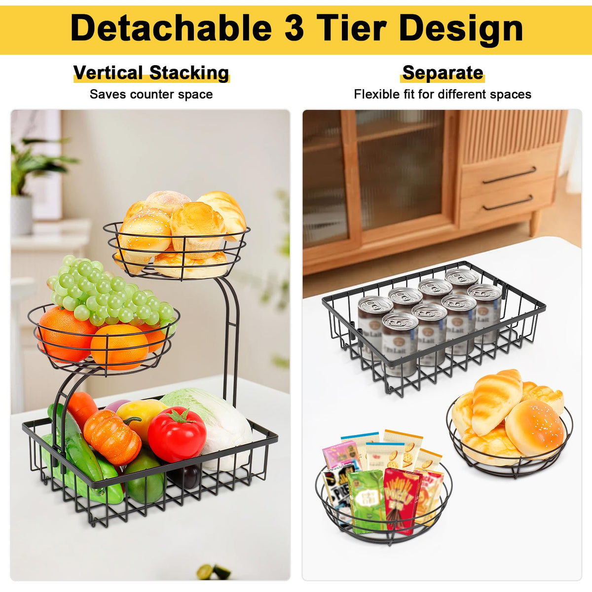 3 Tier Metal Fruit Vegetable Basket T313189