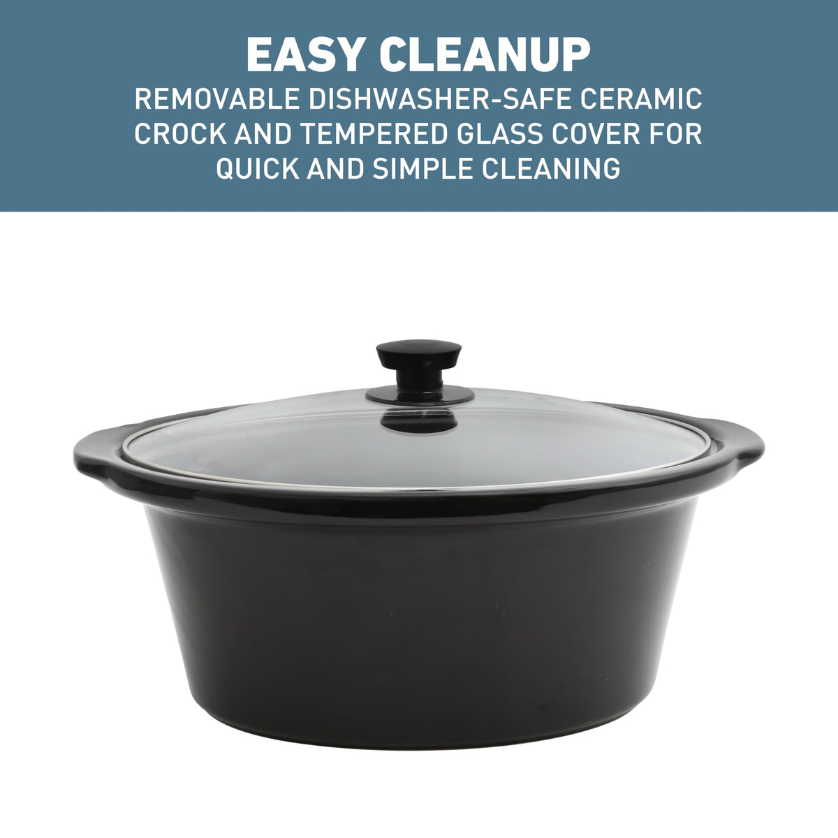 6-Quart Slow Cooker with Ceramic Crockpot and Glass Lid U148844